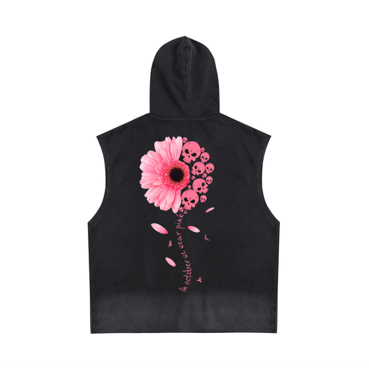 Vintage Washed Zip-Up Hooded Tank Top